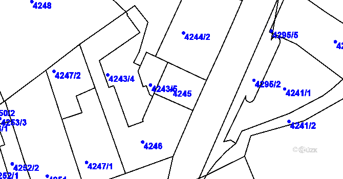 Parcela st. 4245 v KÚ Teplice, Katastrální mapa