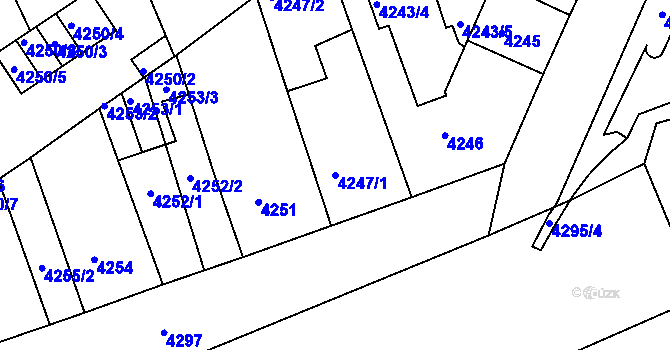 Parcela st. 4247/1 v KÚ Teplice, Katastrální mapa