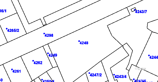 Parcela st. 4248 v KÚ Teplice, Katastrální mapa