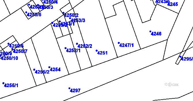 Parcela st. 4251 v KÚ Teplice, Katastrální mapa