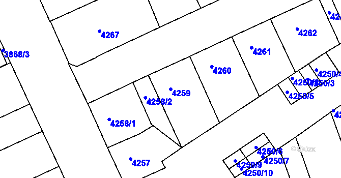 Parcela st. 4259 v KÚ Teplice, Katastrální mapa