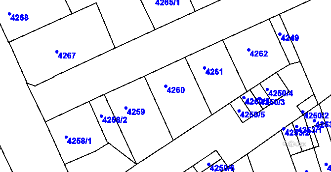 Parcela st. 4260 v KÚ Teplice, Katastrální mapa