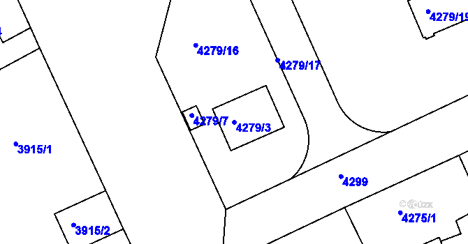Parcela st. 4279/3 v KÚ Teplice, Katastrální mapa