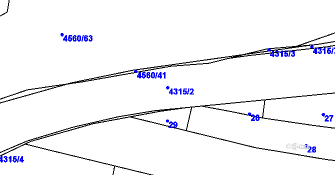 Parcela st. 4315/2 v KÚ Teplice, Katastrální mapa