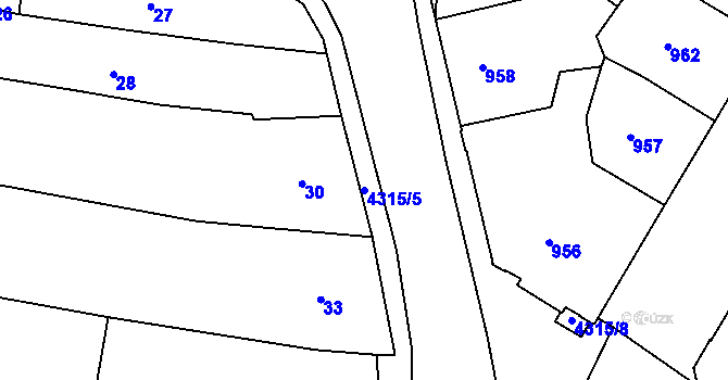 Parcela st. 4315/5 v KÚ Teplice, Katastrální mapa