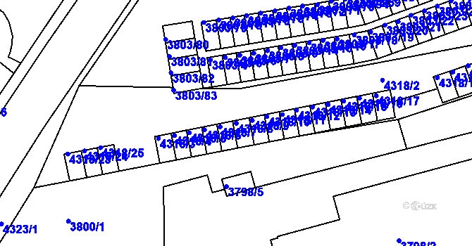 Parcela st. 4318/8 v KÚ Teplice, Katastrální mapa
