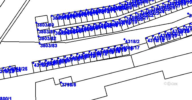 Parcela st. 4318/13 v KÚ Teplice, Katastrální mapa