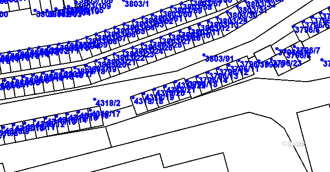 Parcela st. 4318/21 v KÚ Teplice, Katastrální mapa