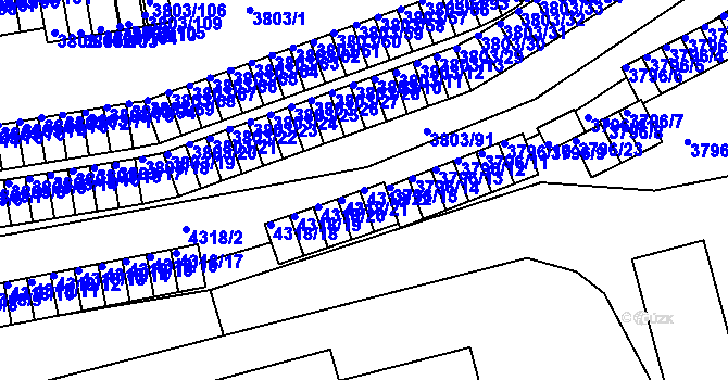 Parcela st. 4318/22 v KÚ Teplice, Katastrální mapa