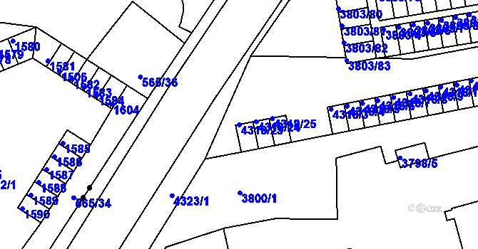Parcela st. 4318/23 v KÚ Teplice, Katastrální mapa