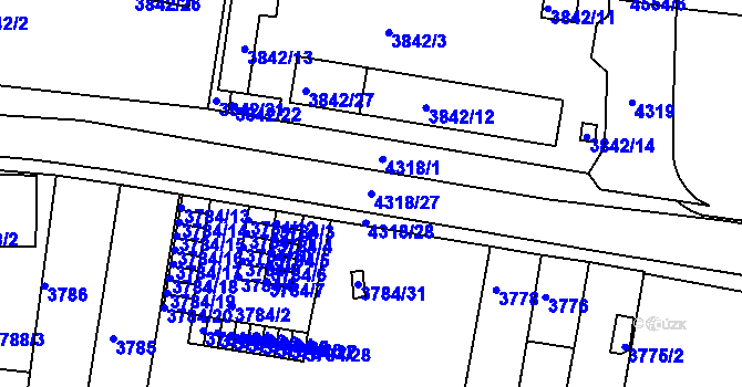 Parcela st. 4318/27 v KÚ Teplice, Katastrální mapa