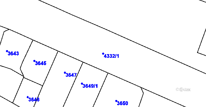 Parcela st. 4332/1 v KÚ Teplice, Katastrální mapa
