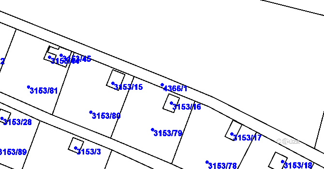 Parcela st. 4366/1 v KÚ Teplice, Katastrální mapa