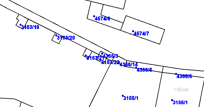 Parcela st. 4366/3 v KÚ Teplice, Katastrální mapa