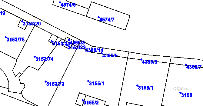 Parcela st. 4366/5 v KÚ Teplice, Katastrální mapa