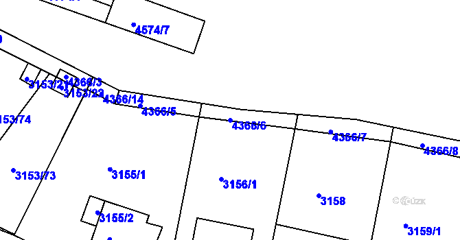 Parcela st. 4366/6 v KÚ Teplice, Katastrální mapa