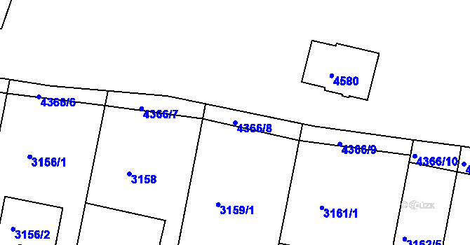 Parcela st. 4366/8 v KÚ Teplice, Katastrální mapa