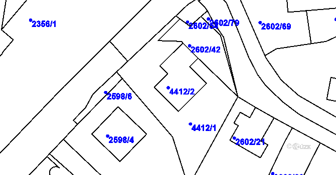 Parcela st. 4412/2 v KÚ Teplice, Katastrální mapa