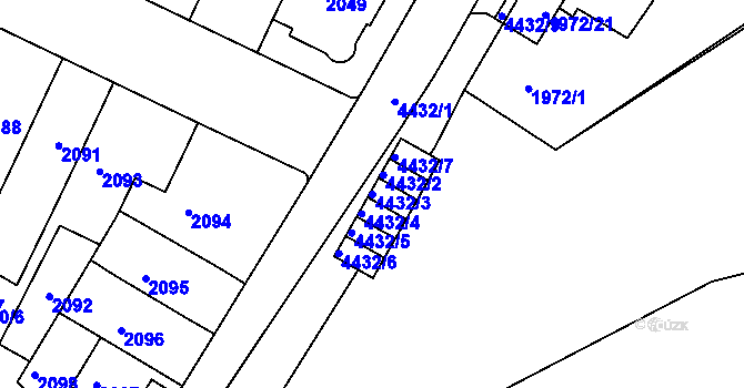 Parcela st. 4432/3 v KÚ Teplice, Katastrální mapa