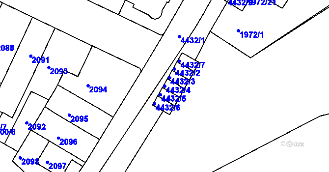 Parcela st. 4432/4 v KÚ Teplice, Katastrální mapa