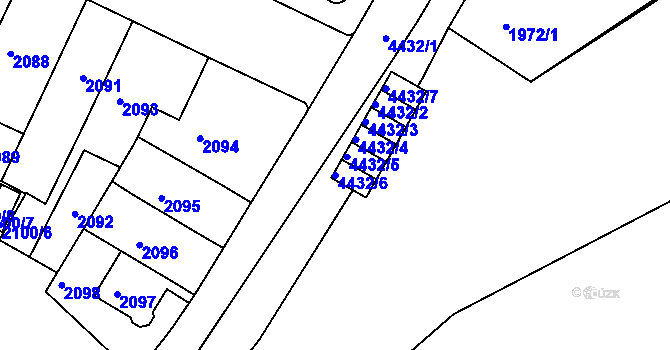 Parcela st. 4432/6 v KÚ Teplice, Katastrální mapa