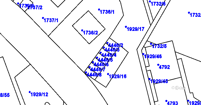 Parcela st. 4446/4 v KÚ Teplice, Katastrální mapa