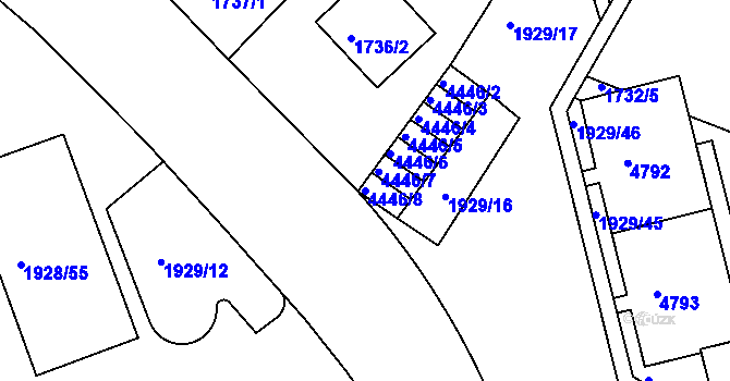 Parcela st. 4446/8 v KÚ Teplice, Katastrální mapa