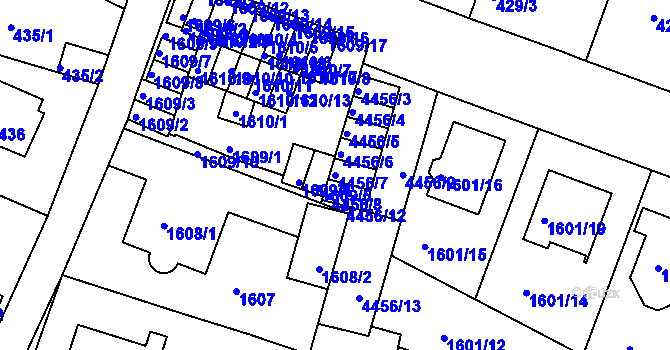 Parcela st. 4456/7 v KÚ Teplice, Katastrální mapa
