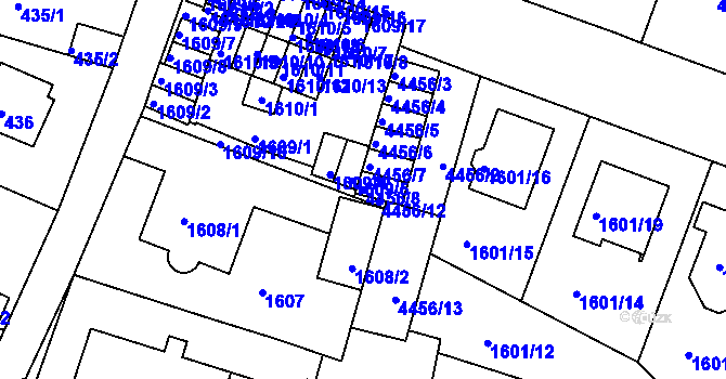 Parcela st. 4456/8 v KÚ Teplice, Katastrální mapa