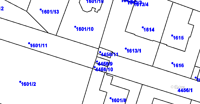 Parcela st. 4456/11 v KÚ Teplice, Katastrální mapa