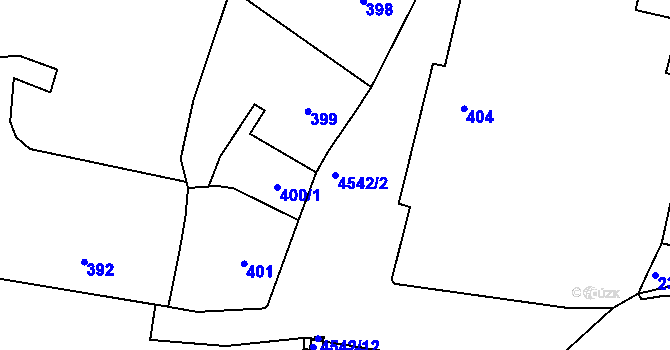 Parcela st. 4542/2 v KÚ Teplice, Katastrální mapa