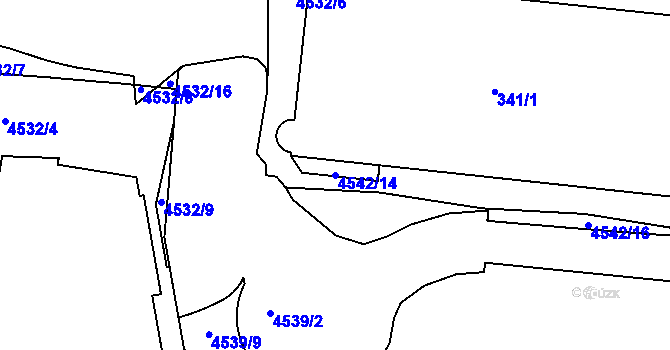 Parcela st. 4542/14 v KÚ Teplice, Katastrální mapa
