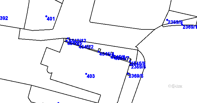Parcela st. 4545/4 v KÚ Teplice, Katastrální mapa