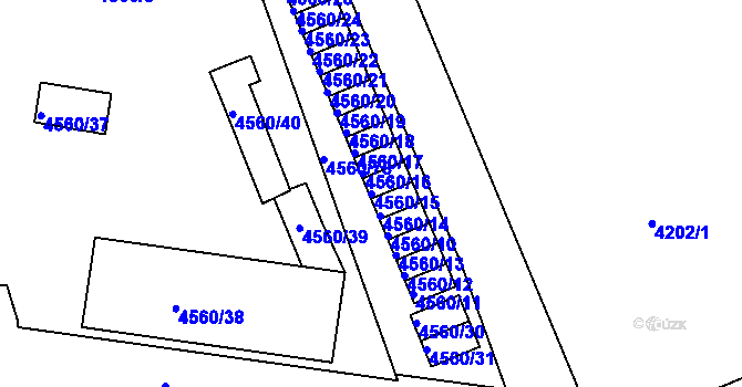 Parcela st. 4560/15 v KÚ Teplice, Katastrální mapa