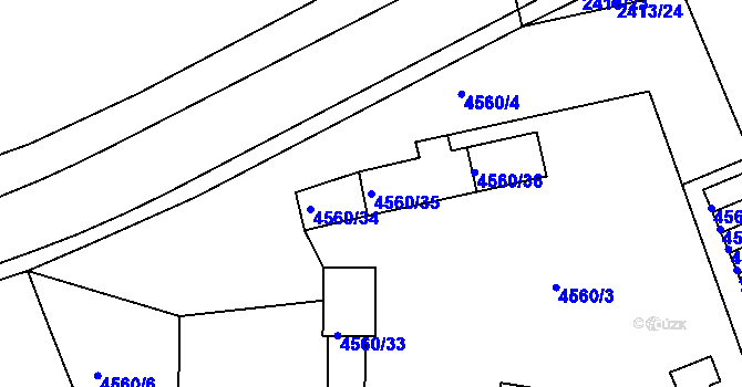 Parcela st. 4560/35 v KÚ Teplice, Katastrální mapa