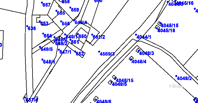 Parcela st. 4569/3 v KÚ Teplice, Katastrální mapa