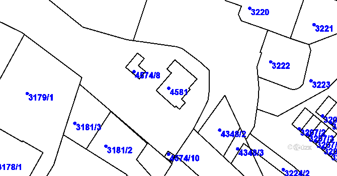 Parcela st. 4581 v KÚ Teplice, Katastrální mapa