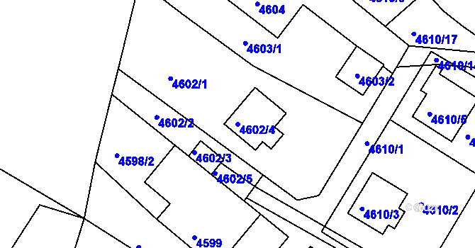 Parcela st. 4602/4 v KÚ Teplice, Katastrální mapa