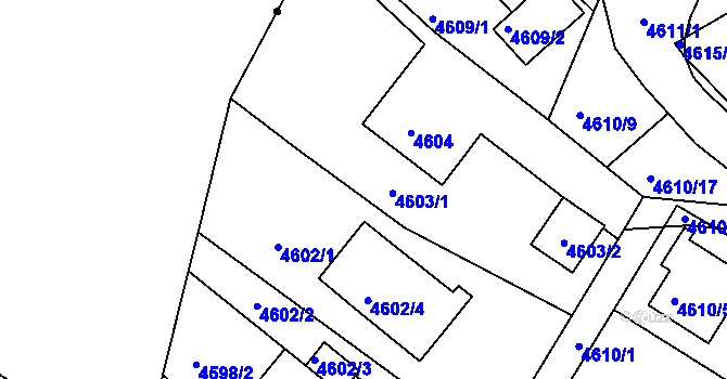 Parcela st. 4603 v KÚ Teplice, Katastrální mapa