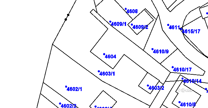 Parcela st. 4604 v KÚ Teplice, Katastrální mapa