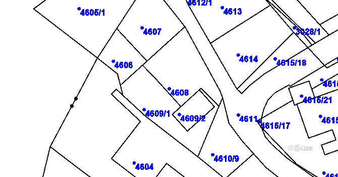 Parcela st. 4608 v KÚ Teplice, Katastrální mapa