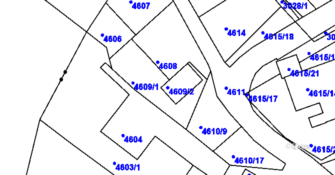 Parcela st. 4609/2 v KÚ Teplice, Katastrální mapa