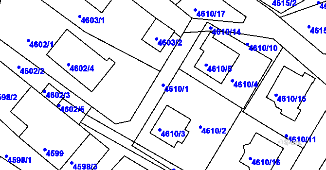 Parcela st. 4610/1 v KÚ Teplice, Katastrální mapa