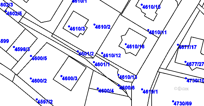Parcela st. 4610/12 v KÚ Teplice, Katastrální mapa