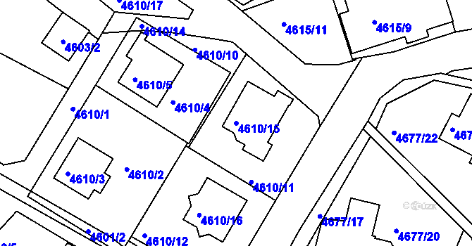 Parcela st. 4610/15 v KÚ Teplice, Katastrální mapa