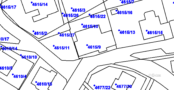 Parcela st. 4615/9 v KÚ Teplice, Katastrální mapa