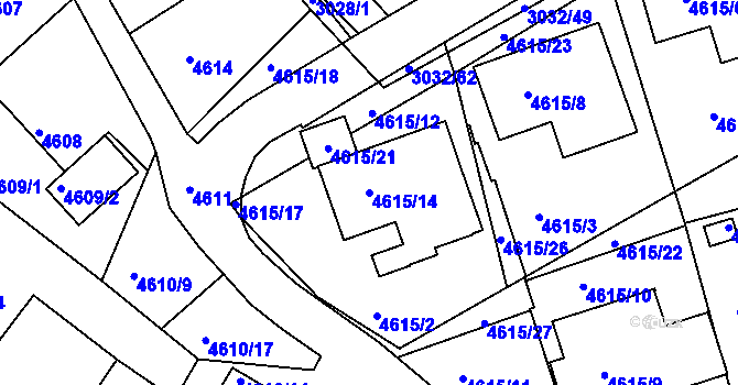 Parcela st. 4615/14 v KÚ Teplice, Katastrální mapa