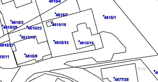 Parcela st. 4615/15 v KÚ Teplice, Katastrální mapa