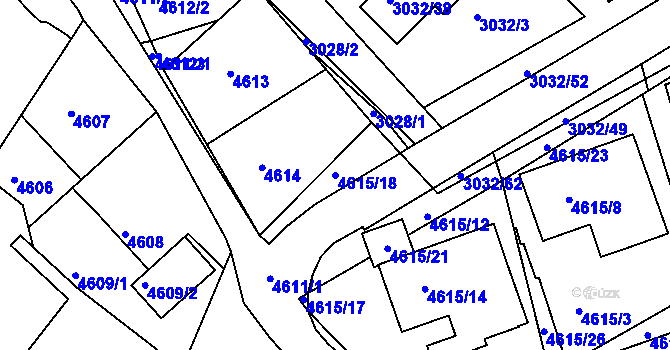 Parcela st. 4615/18 v KÚ Teplice, Katastrální mapa