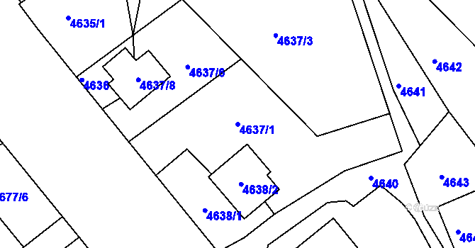 Parcela st. 4637/1 v KÚ Teplice, Katastrální mapa